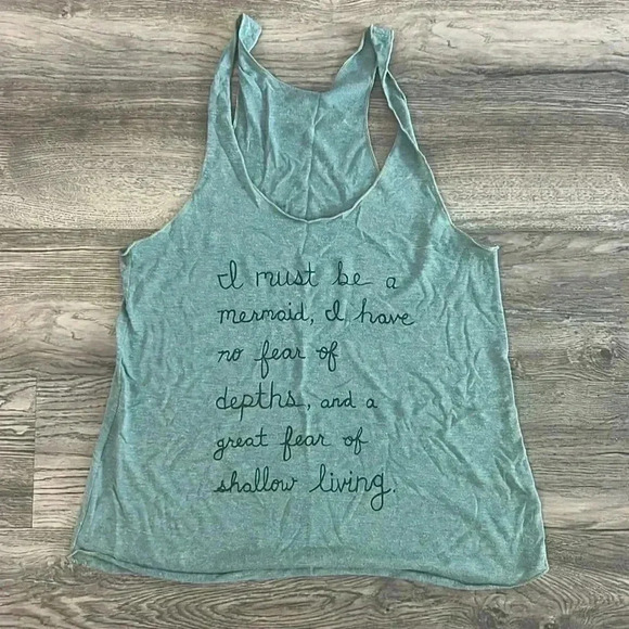 American Apparel Top Green Mermaid Tank Top Size Large Unique - Picture 1 of 5
